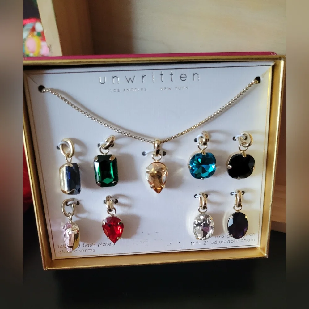 Bundle of 2 Unwritten Multi-Color Glass Mix& Match Necklace & Hoop Earrings Sets